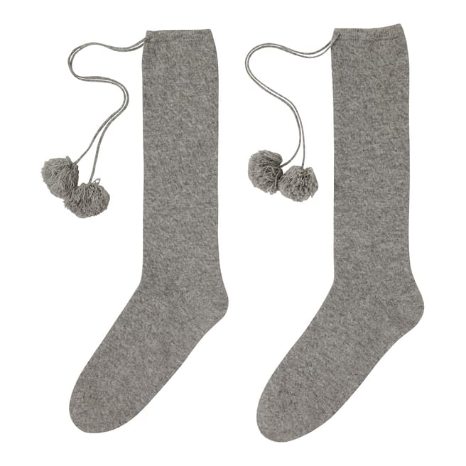  Grey Marl Pom Pom Cashmere Socks