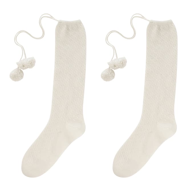  Winter White Pom Pom Cashmere Socks