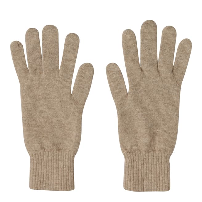 Laycuna London Taupe Ribbed Short Cashmere Gloves