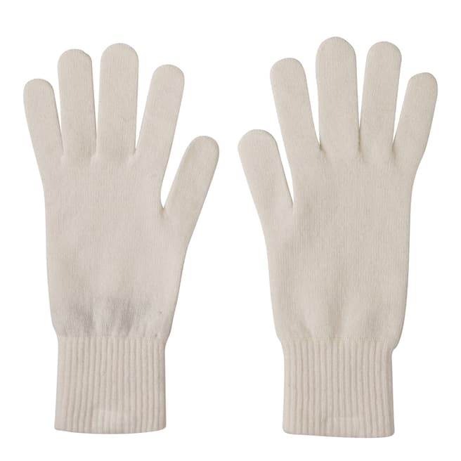  Winter White Ribbed Short Cashmere Gloves