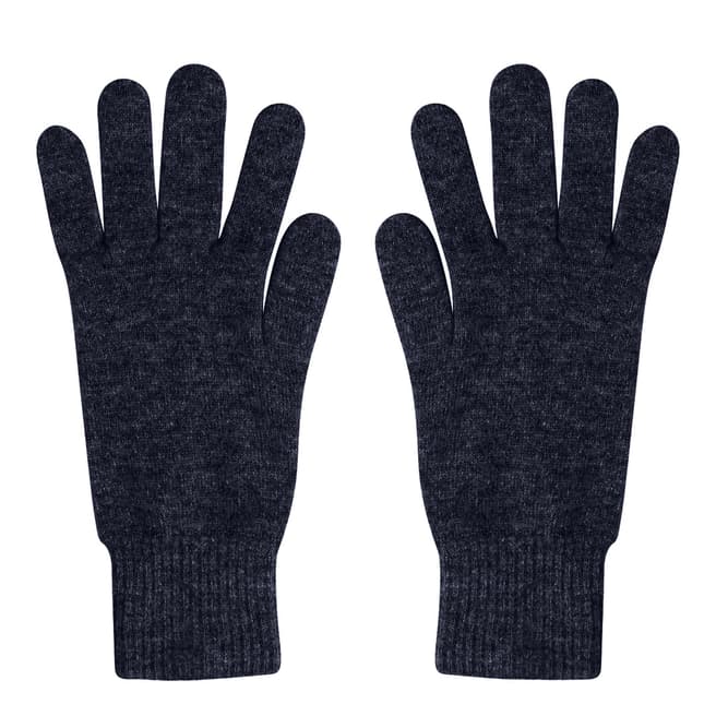 Laycuna London Navy Cashmere Short Ribbed Gloves