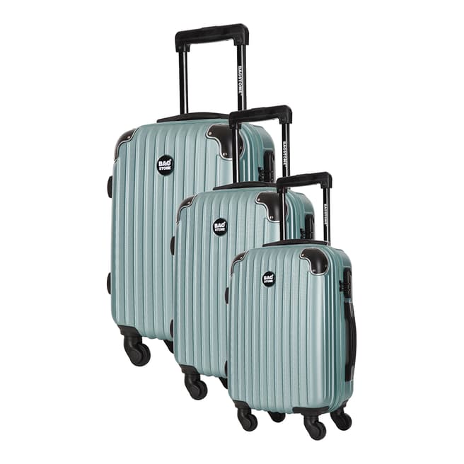 Bagstone Set of 3 Green Spinner Suitcases S/M/L