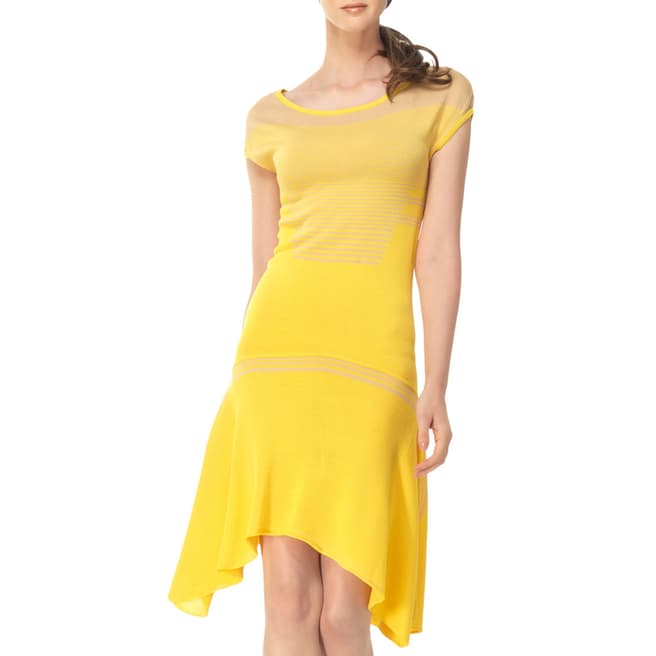 Leon Max Collection Yellow/Beige Fit And Flare Sweater Dress
