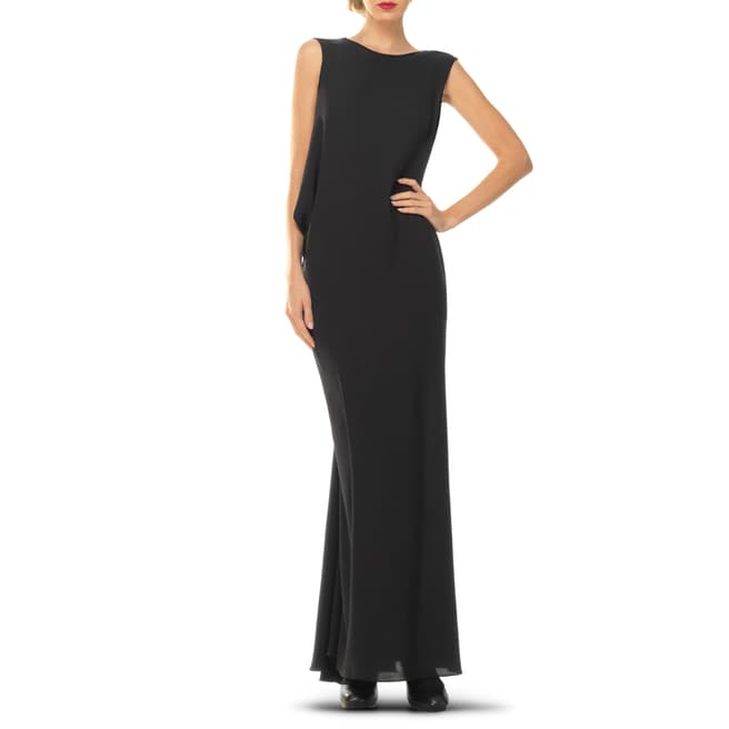 Leon Max Collection Black Sleeveless Column Silk Dress