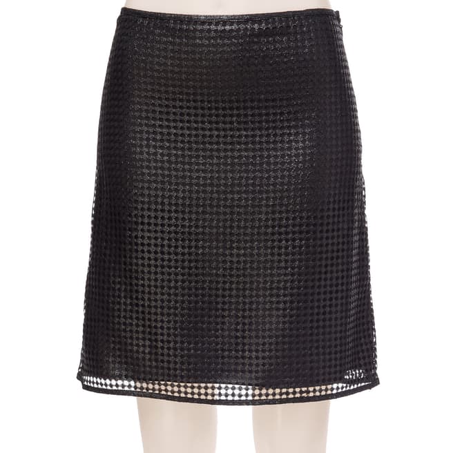 Leon Max Collection Black Check Rubberized A Line Skirt
