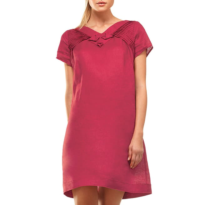 Leon Max Collection Red Hankie Linen Short Sleeve Dress