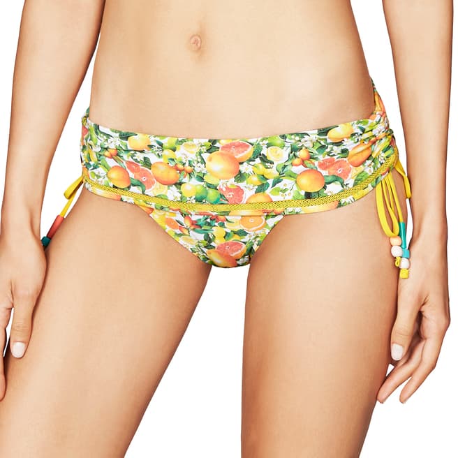 Stella McCartney Green/Yellow Iconic Citrus Prints Folded Midrise Bikini Briefs