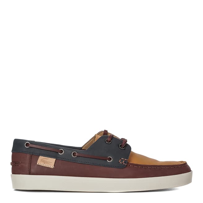 Lacoste Brown Leather Keelson Premium Boat Shoes