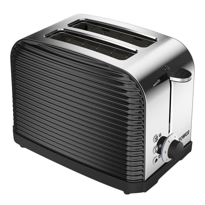 Tower Black Linear 2-Slice Toaster