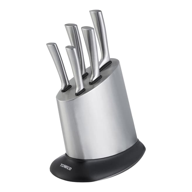 Tower 5 Piece Stainless Steel Oval Knife Block Set