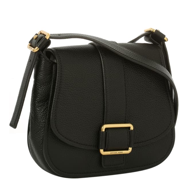 Michael Kors Black Maxine Large Leather Saddle Bag