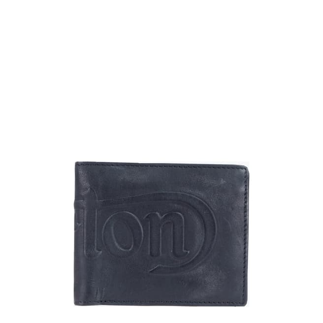 Norton Black Leather Large Exterior Deboss Logo Wallet