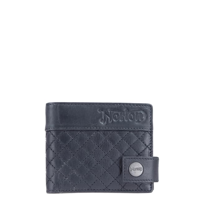 Norton Black Leather With Quilted Exterior Logo Wallet
