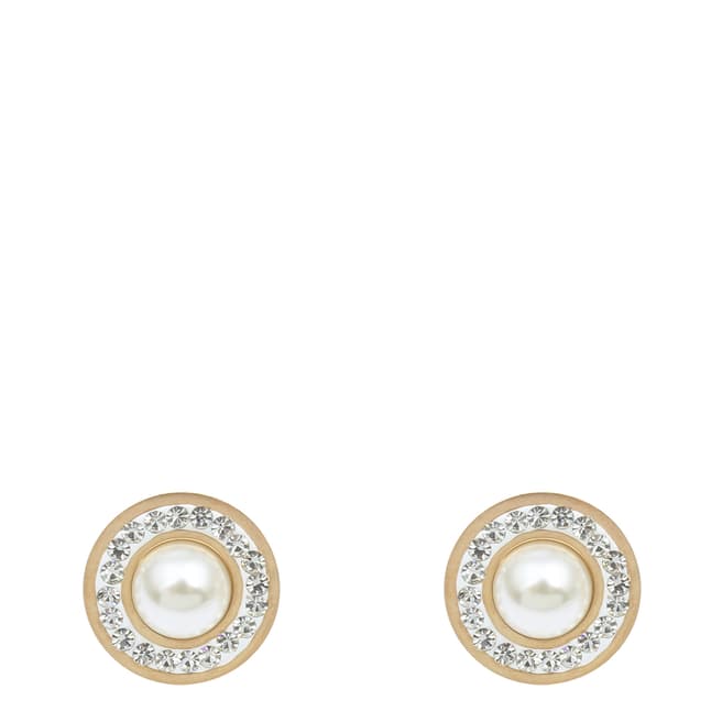 White label by Liv Oliver Pearl Crystal Disc Earrings