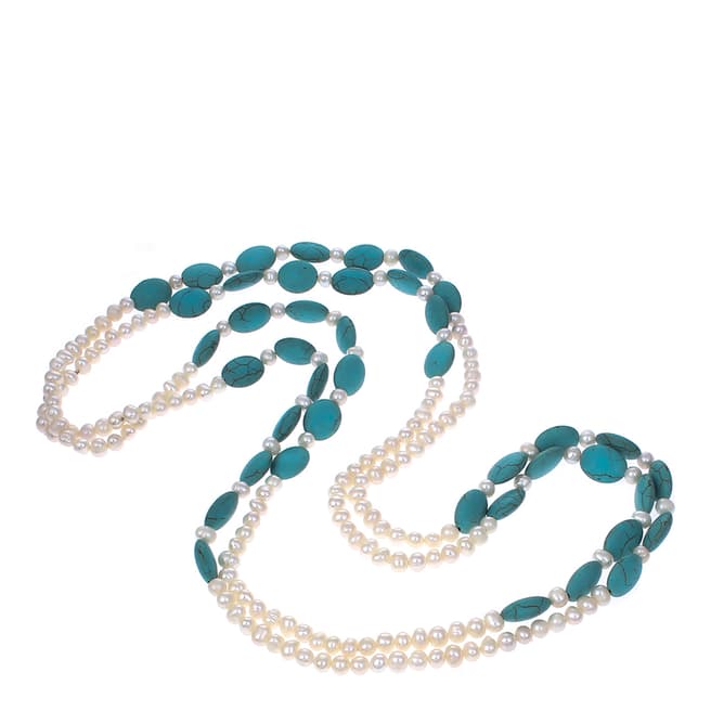 White label by Liv Oliver Turquoise and Pearl Multi Endless Necklace