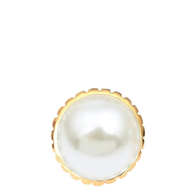 White label by Liv Oliver Gold Pearl Statement Ring