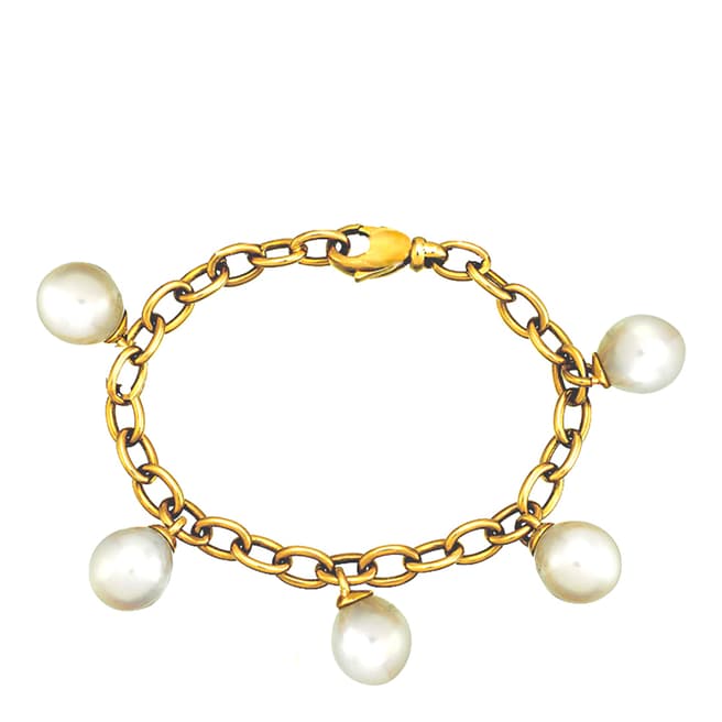 White label by Liv Oliver Gold and Pearl Charm Bracelet