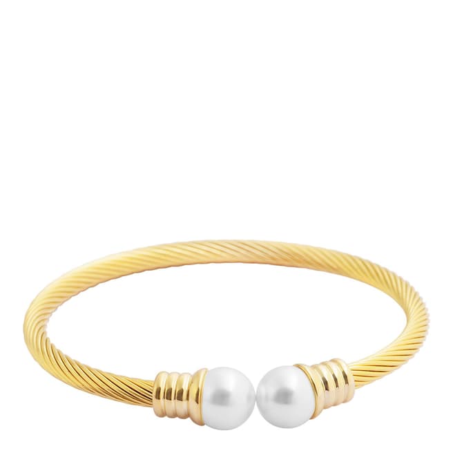 Chloe Collection by Liv Oliver Gold Pearl End Bangle