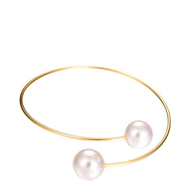 White label by Liv Oliver Gold and Pearl Cuff Bangle