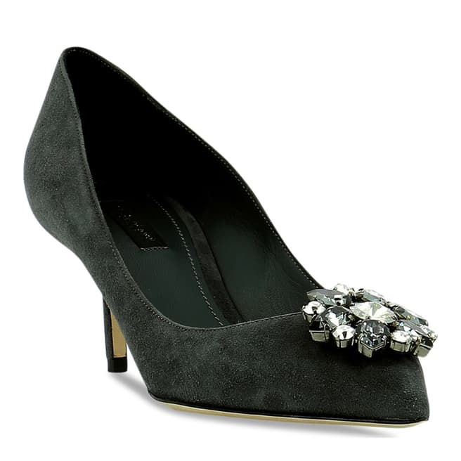 Dolce & Gabbana Dolce & Gabbana Grey Suede Brooch Front Court Shoes