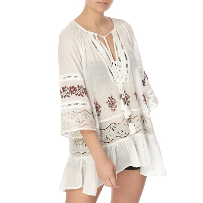Free People Ivory Combo You Are Mine Peasant Tunic