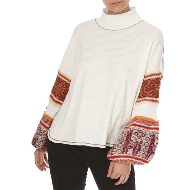 Free People Ivory Northern Lights Waffle Knit Jumper