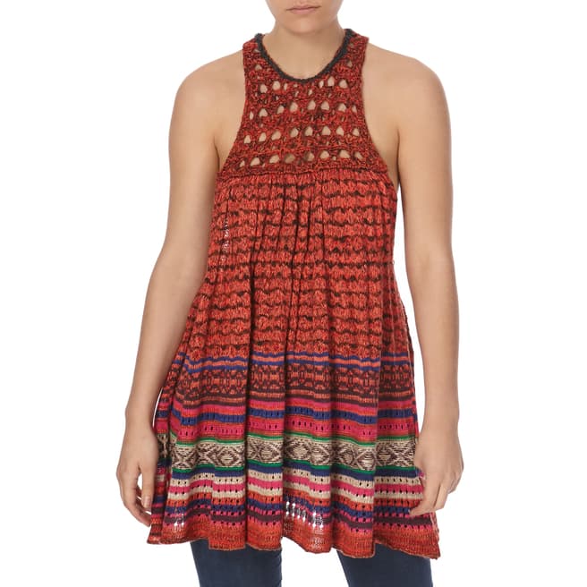 Free People Red Rare Hearts Tunic
