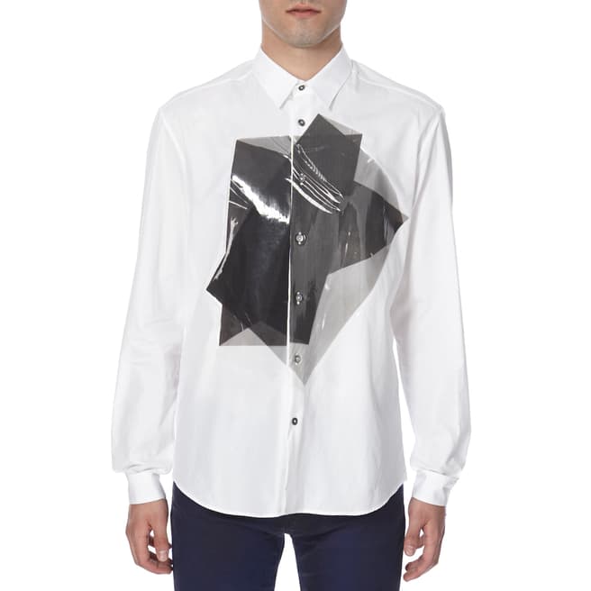 McQ by Alexander McQueen Men's White/Grey Printed Shirt