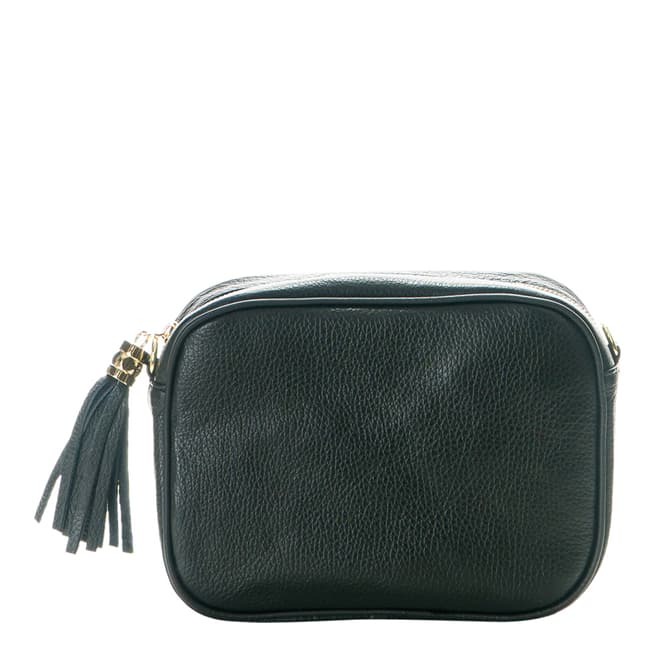 Carla Venturi Black Leather Tassel Clutch bag