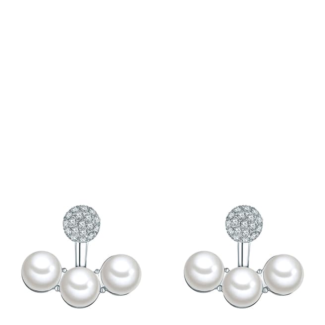 Perldesse White Organic Pearl Silver Stud Earrings 6mm