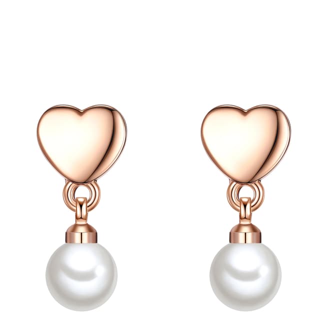 Perldesse White Organic Pearl Rose Gold Stud Earrings 6mm