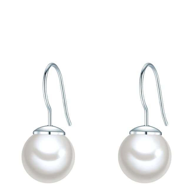 Perldesse White Organic Pearl Silver Drop Earrings 10mm