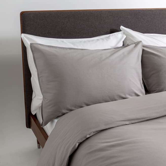 Soak&Sleep Relaxed Cotton - 2 x Square Oxford Pillowcases  - Mid Grey