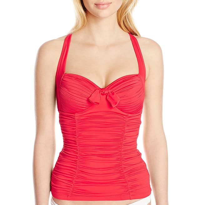 Seafolly Coral Red Soft Cup Halter Tankini Top