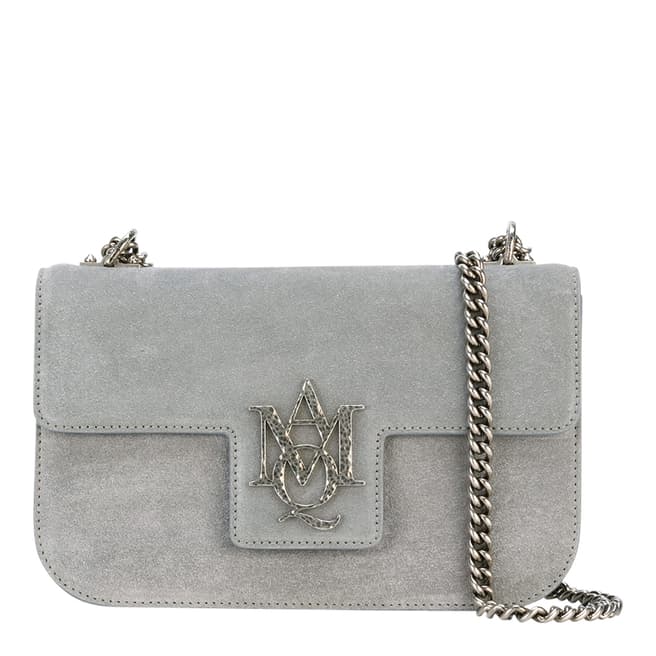 Alexander McQueen Grey Insignia Suede Shoulder Bag