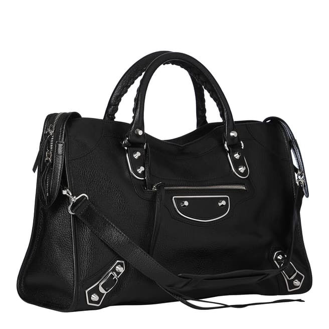 Balenciaga Black Metallic Classic City Leather Bag