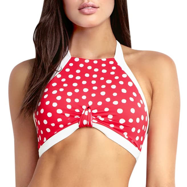 Seafolly Red/White Spotted Sporty Bikini Top