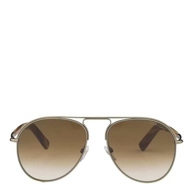 Tom Ford Men's Shiny Silver / Graduated Brown Sunglasses 56mm
