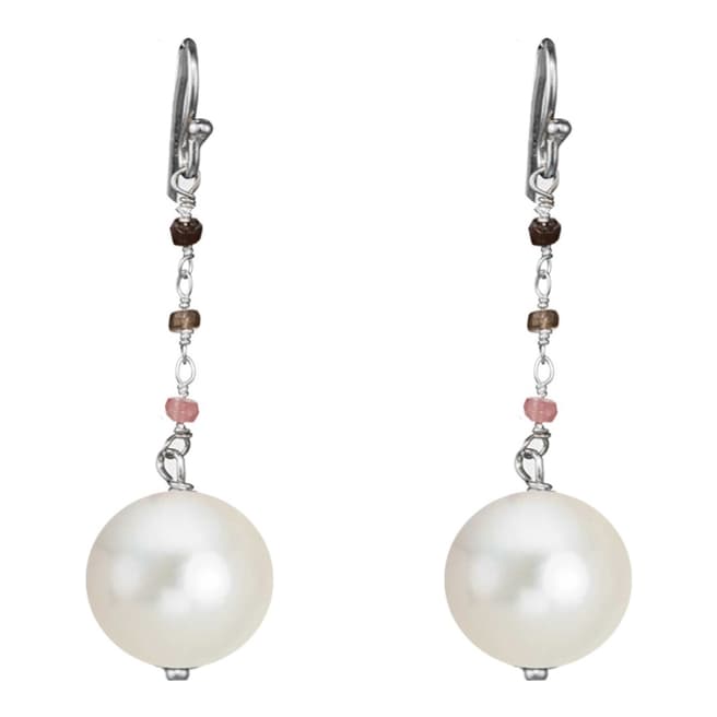 Alexa by Liv Oliver Sterling Silver Multi Tourmaline and Pearl Drop Earrings