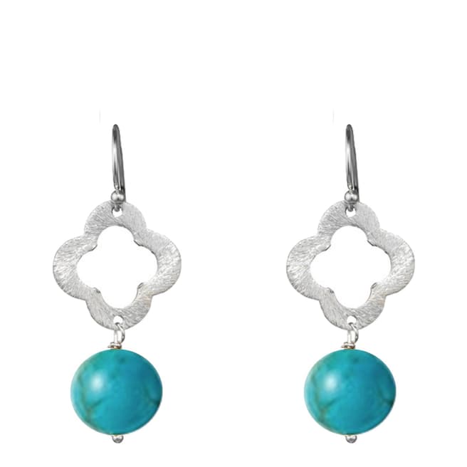 Alexa by Liv Oliver Sterling Silver Clover And Turquoise Drop Earrings