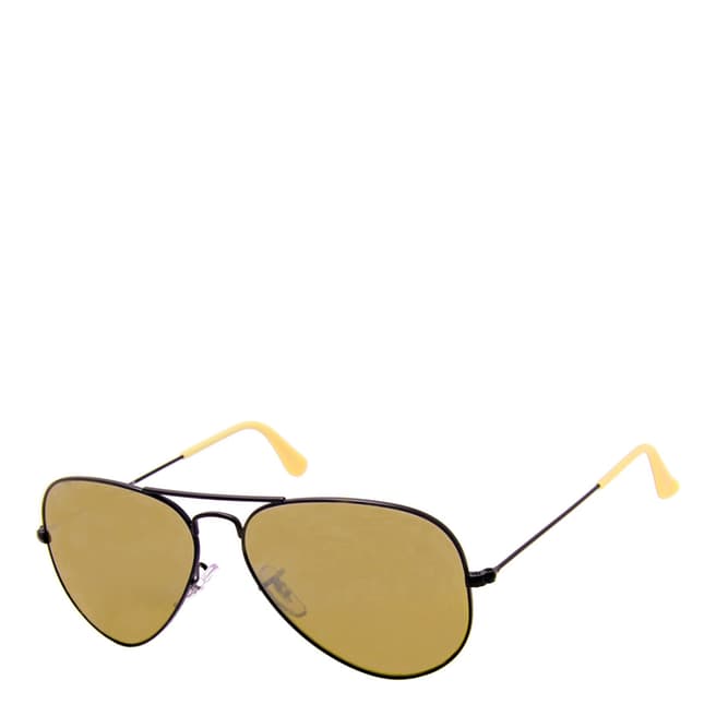 Ray-Ban Unisex Aviator Matte Black Brown/Brown Silver Mirror Gradient Sunglasses 58mm