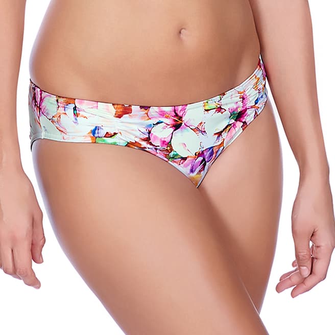 Freya White/Pink Coral Bay Ruched Hipster Briefs