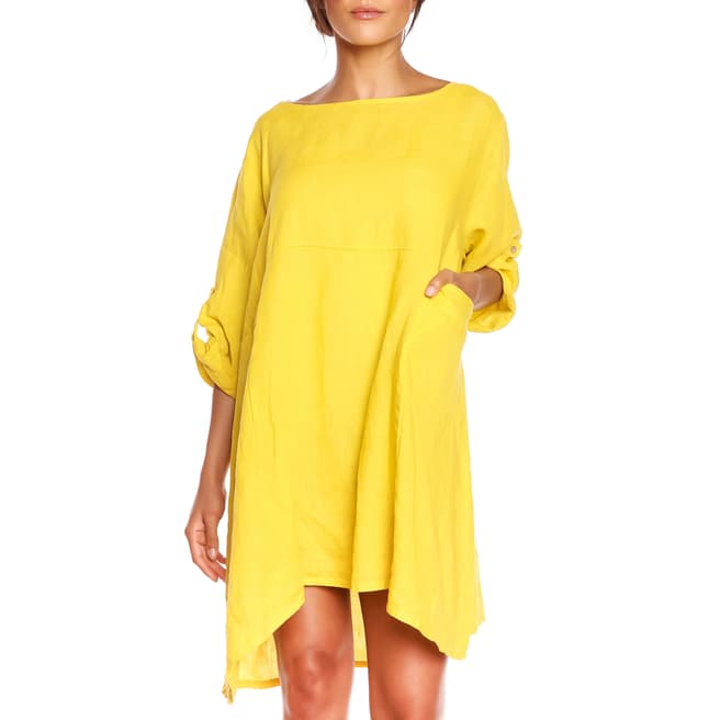 100% Linen Yellow Loana Dress