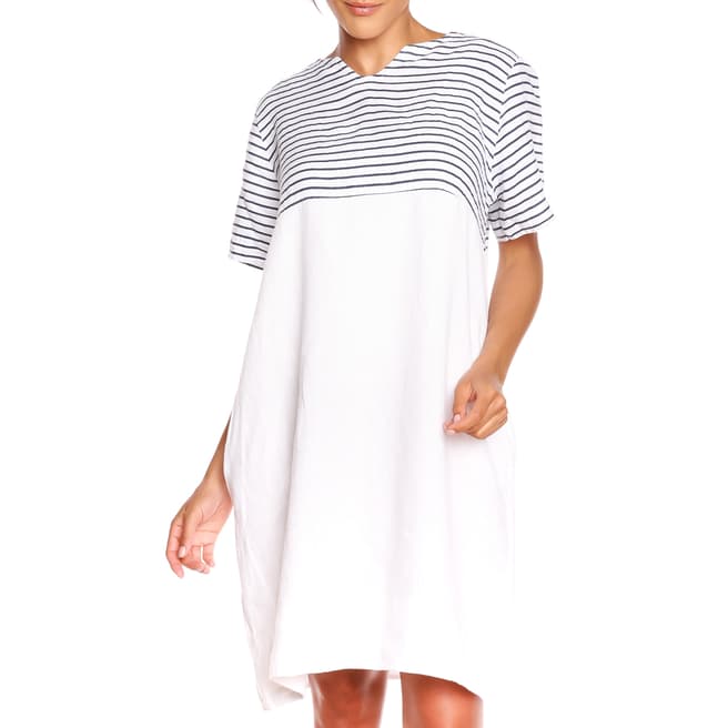 100% Linen White/Stripe Chloe Linen Dress