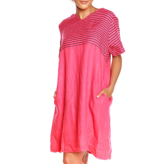 100% Linen Coral Chloe Dress