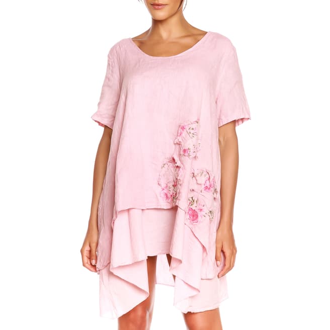 100% Linen Rose Tunic Dress
