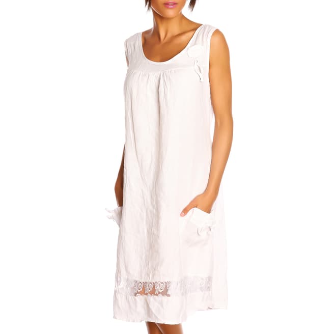 100% Linen White Solene Dress