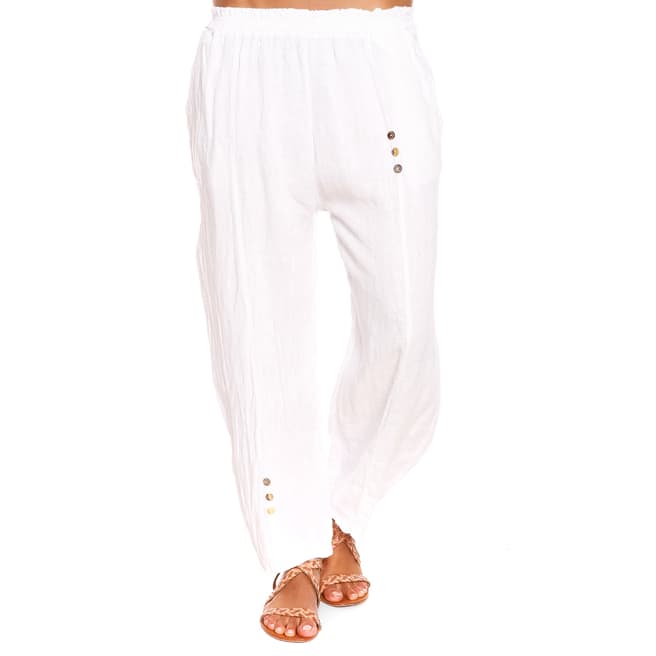 100% Linen White Linoy Linen Trousers
