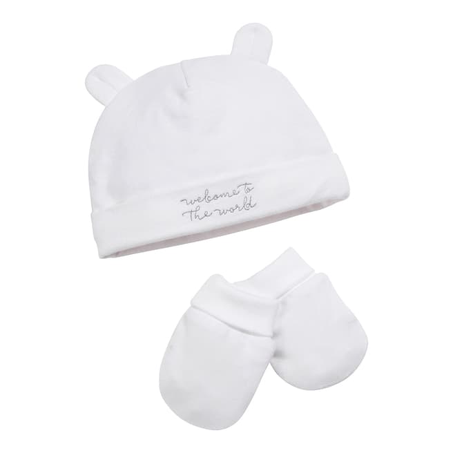 Mamas & Papas Unisex White Jersey Hat & Mitt White