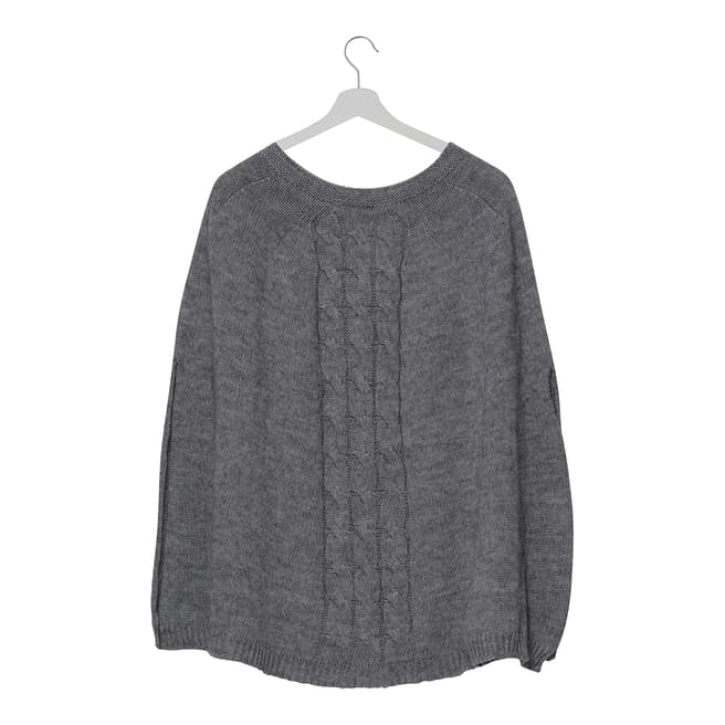  Grey Cable Knit Mohair Blend Poncho